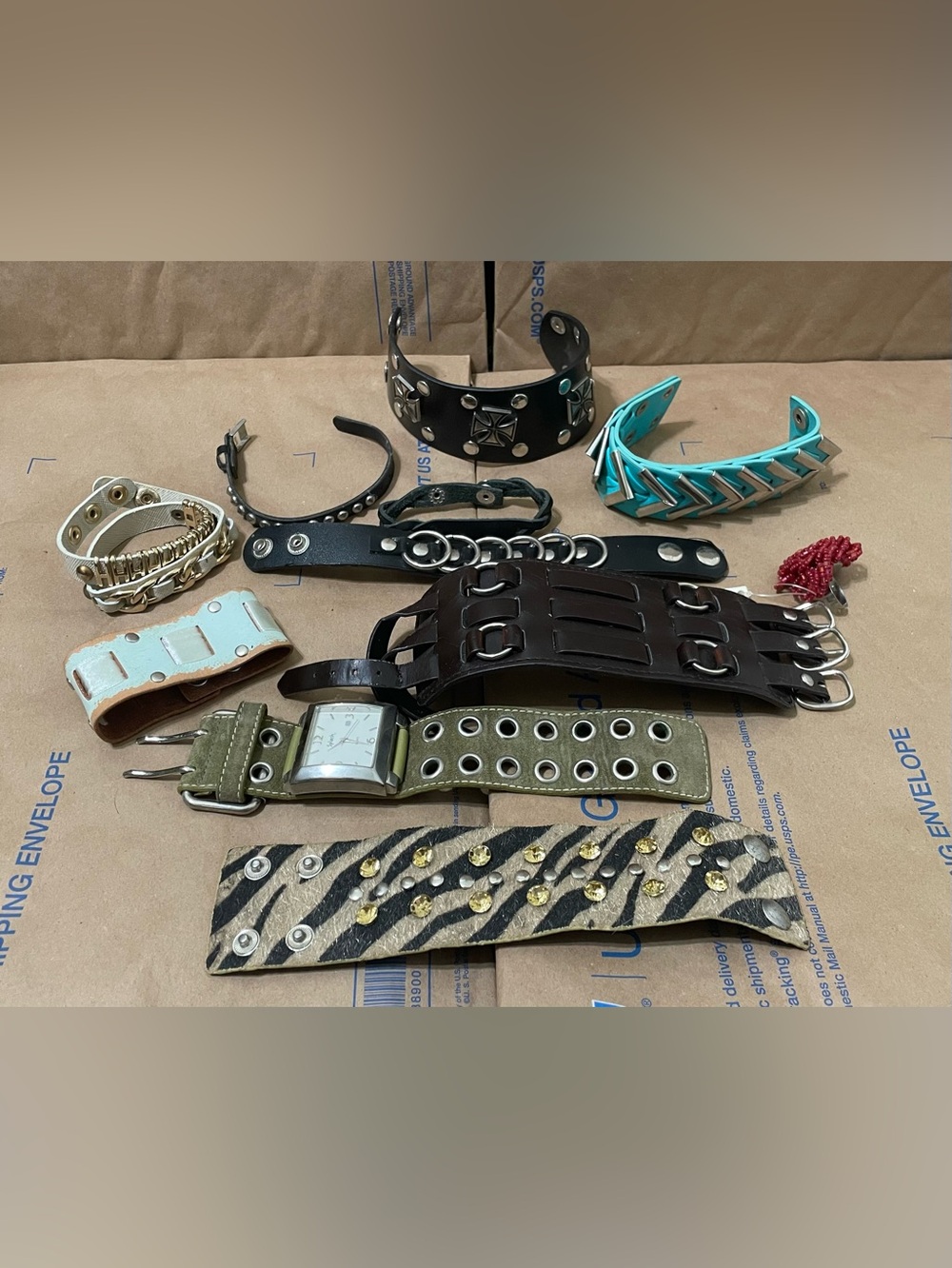 Faux Leather Bracelet Lot Includes 1 watch